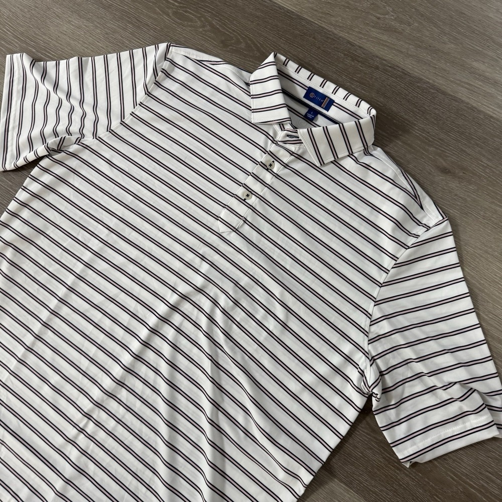 Stitch White Pink Stripe Performance Golf Polo Men's Size L